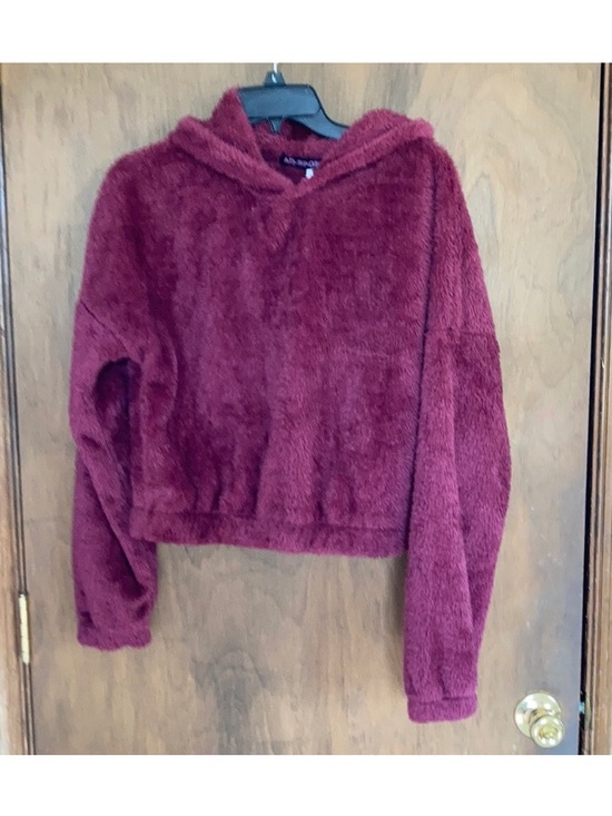 Tops - hoodie top Soft dark red fuzzy comfy hoodie size L juniors